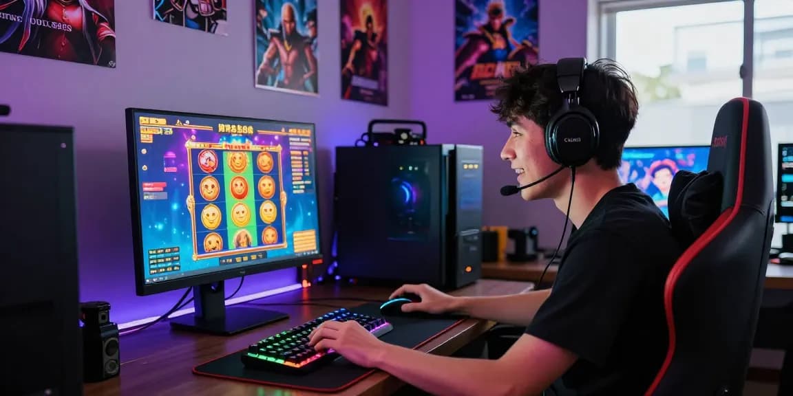 Exciting player enjoying slot88 games in a vibrant gaming setup with colorful graphics and immersive atmosphere.