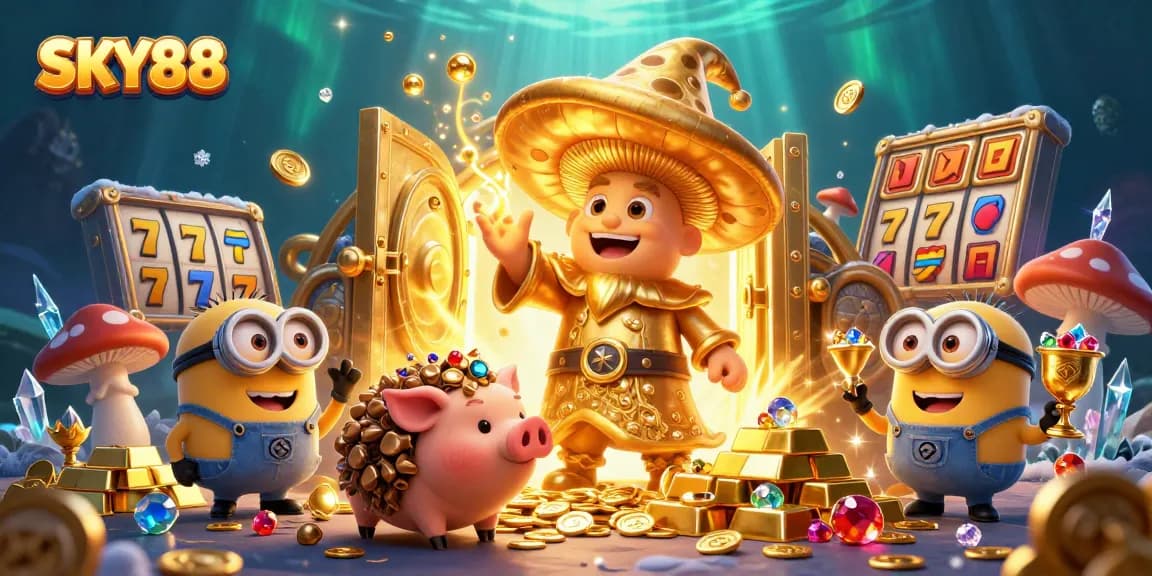 SKY88 players enjoy vibrant 3D casino adventures filled with treasures and exciting slot action.