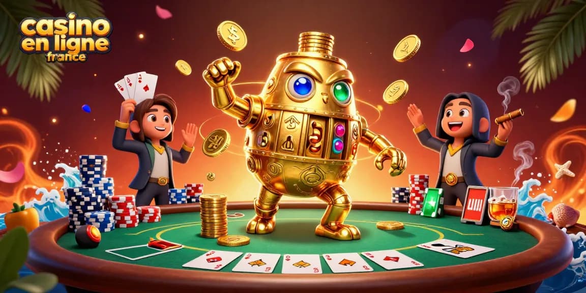 Jouez au casino en ligne France avec un golem en or et des éléments de poker captivants.