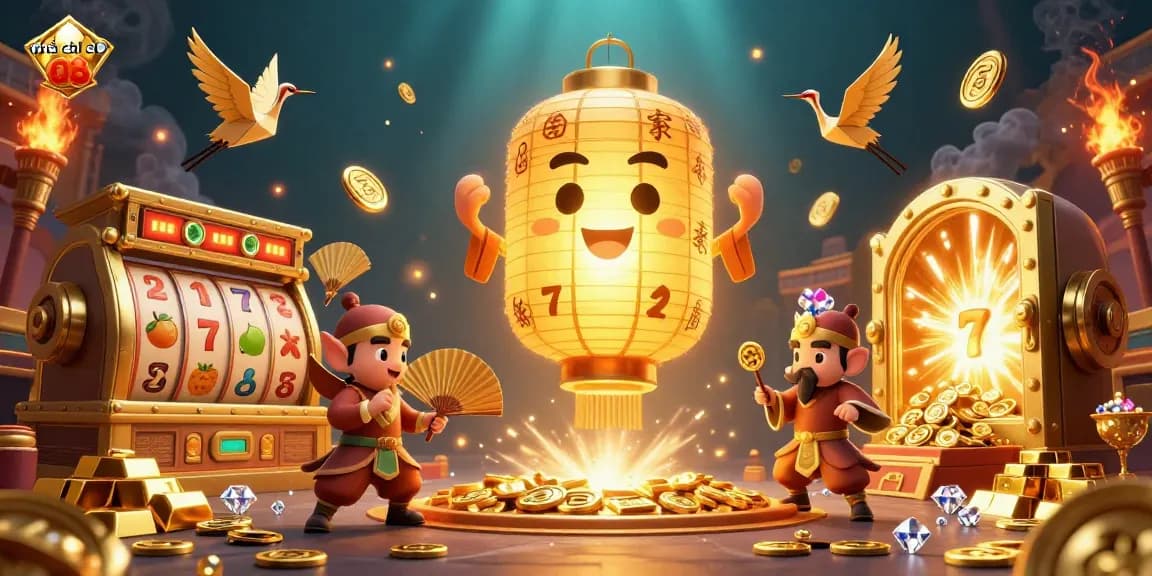 Experience the thrill at nhà cái o8 with vibrant casino action featuring golden treasures and animated spirits.