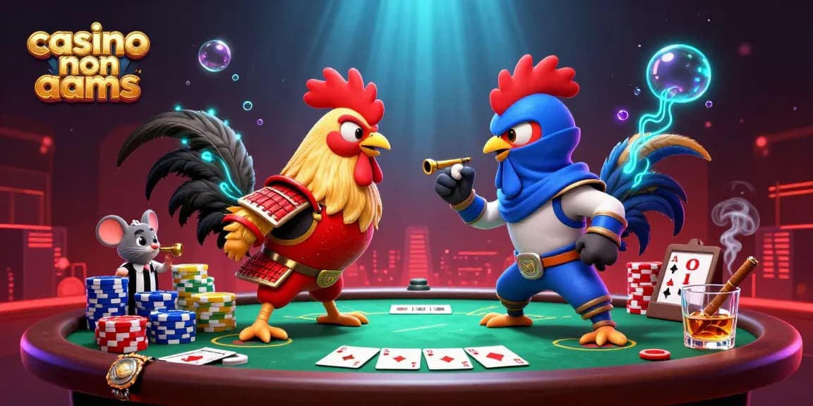 Immergiti in azioni emozionanti al casino non aams con galli dinamici in un vibrante confronto di poker.