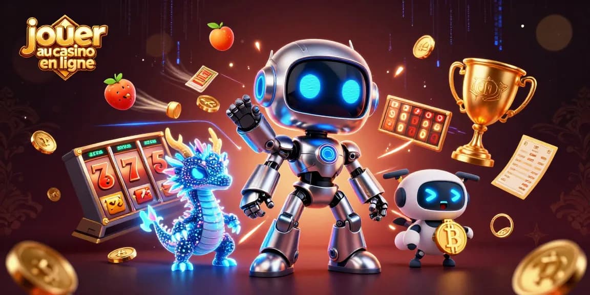 Jouer au casino en ligne avec le robot cyberpunk et ses éléments de jeu captivants.