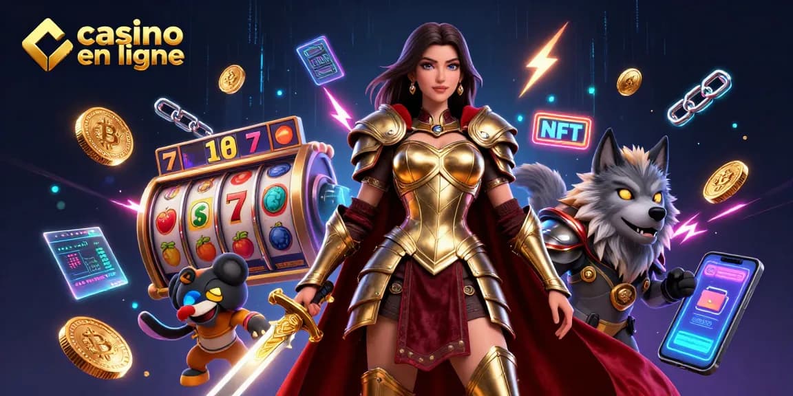Participez à des expériences de casino en ligne vibrantes mettant en scène une reine guerrière entourée d'éléments de jeu riches.