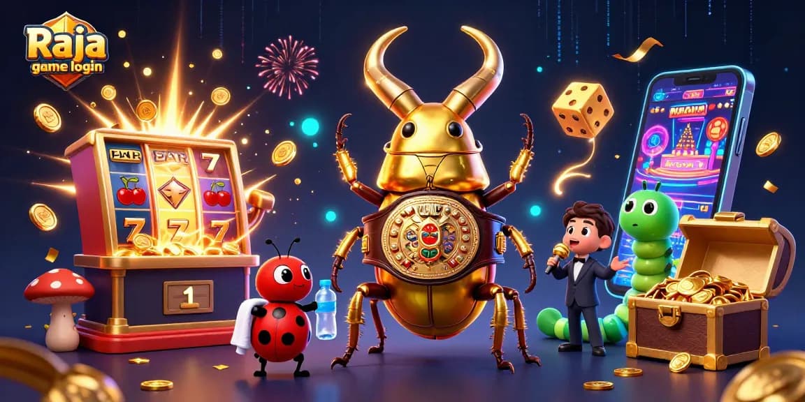 Join the excitement of Raja game login with a thrilling 3D casino showdown illustration.