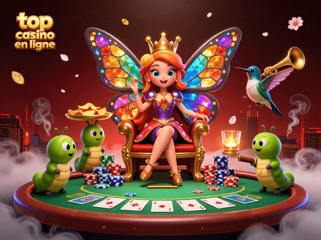 Jouez dans les meilleurs casinos en ligne avec une ambiance de jeu captivante illustrée par cette scène féerique.