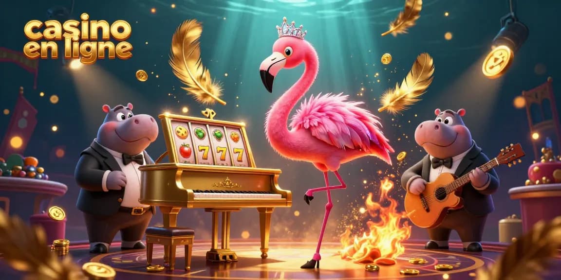 Découvrez l'excitation du casino en ligne avec des personnages vibrants et des éléments de jeu riches dans une scène captivante.