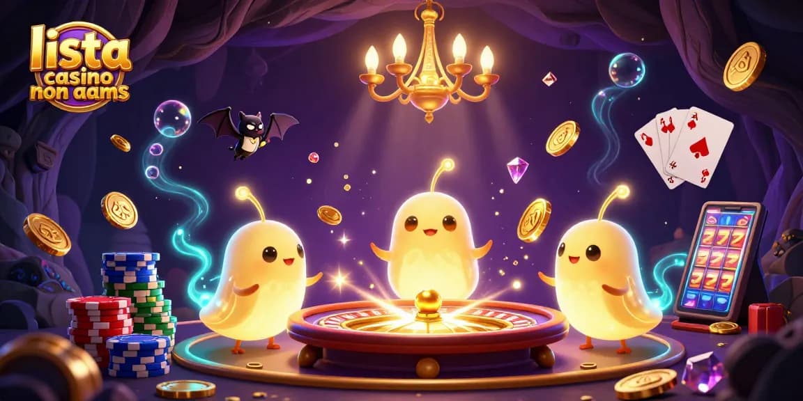 Scopri la lista casino non AAMS con un'illustrazione vibrante di un casinò incantato illuminato da lucciole.