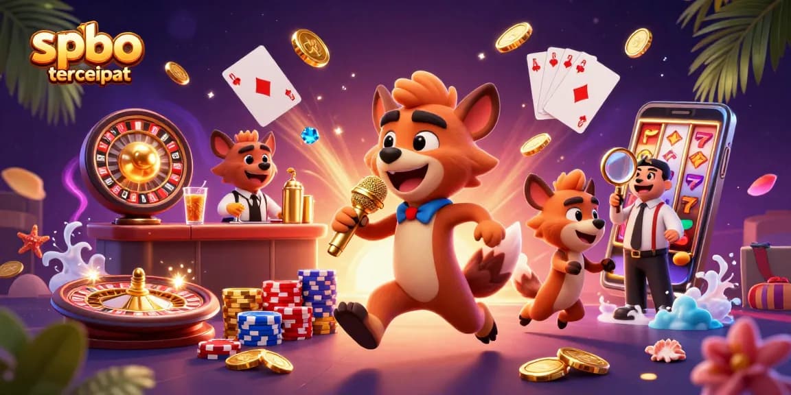 Experience spbo tercepat in a vibrant 3D comedy casino scene with lively hyena characters.
