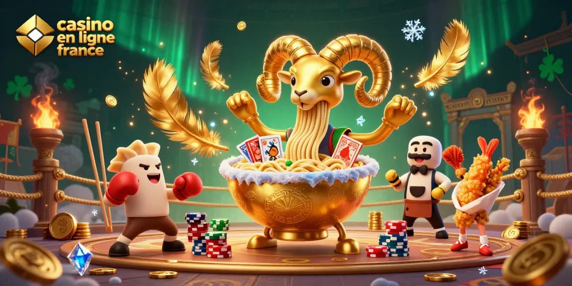 Illustrez l'excitation du jeu avec "casino en ligne France" en célébrant des personnages de casino innovants et colorés.
