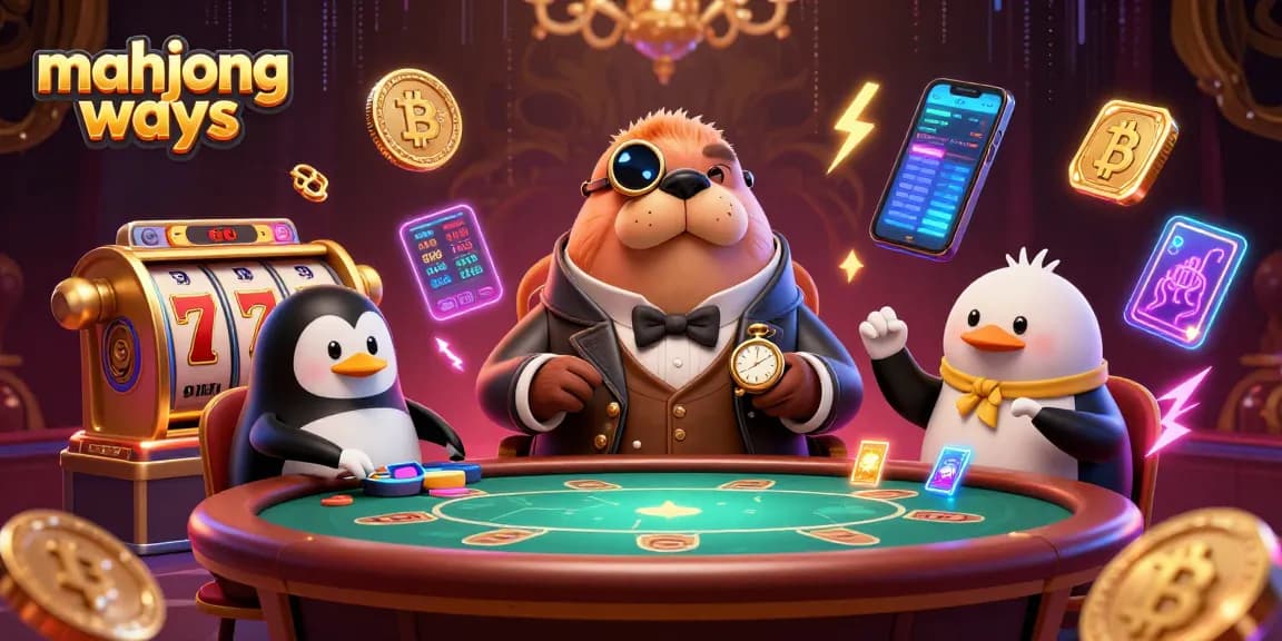 Engage with mahjong ways in a vibrant 3D scene featuring colorful slot reels and lively characters.