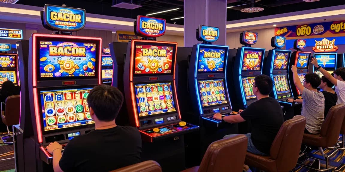 Engaging players in vibrant slot gacor games at an online casino with dynamic graphics and lively atmosphere.