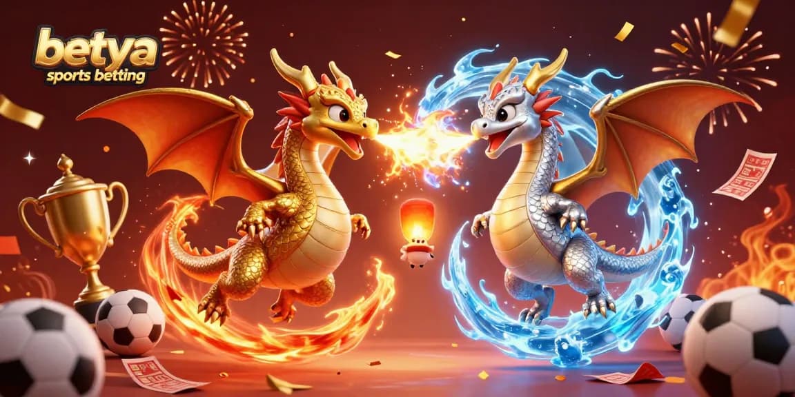 Experience thrilling betya sports betting action with dynamic dragons and vibrant sports elements.
