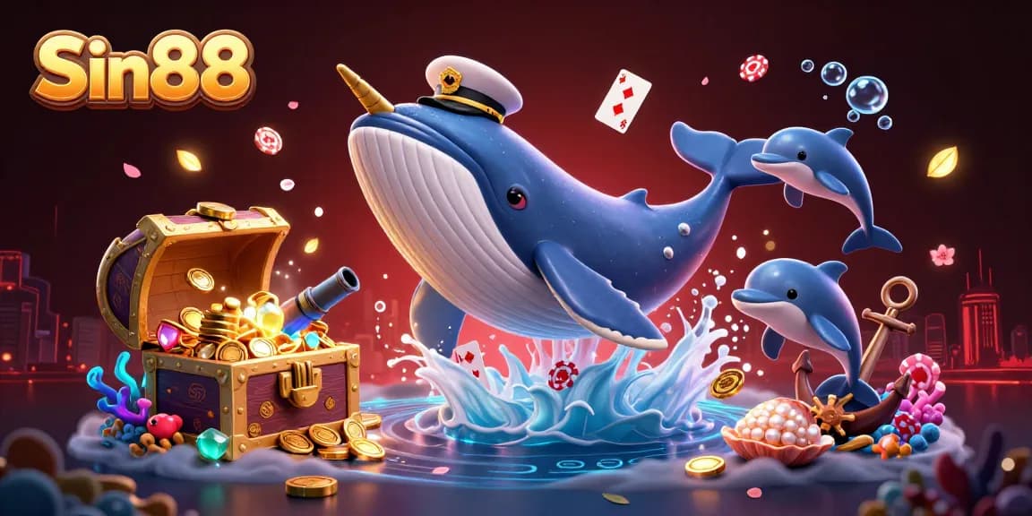 Experience thrilling gameplay with Sin88, diving into a sea of coins and playful casino characters.