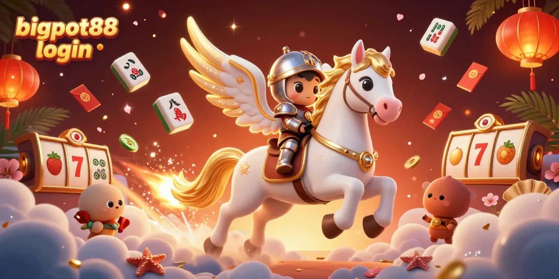 Engage with bigpot88 login's thrilling gaming scene featuring a celestial horse and interactive elements.