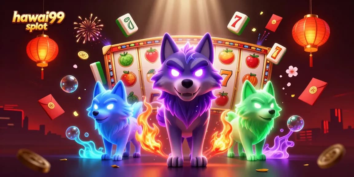 Experience excitement with the hawai99 slot, featuring dynamic wolves and vibrant casino elements.