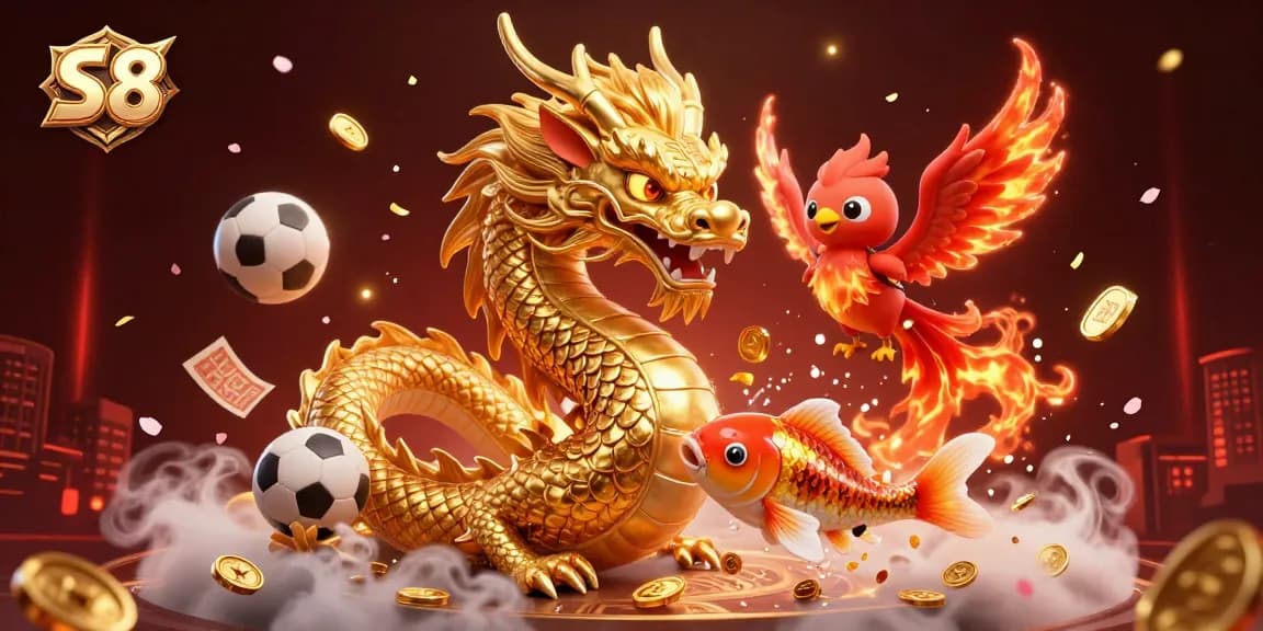 S8 players experience thrilling games with a golden dragon, phoenix, and koi fish amidst betting action.
