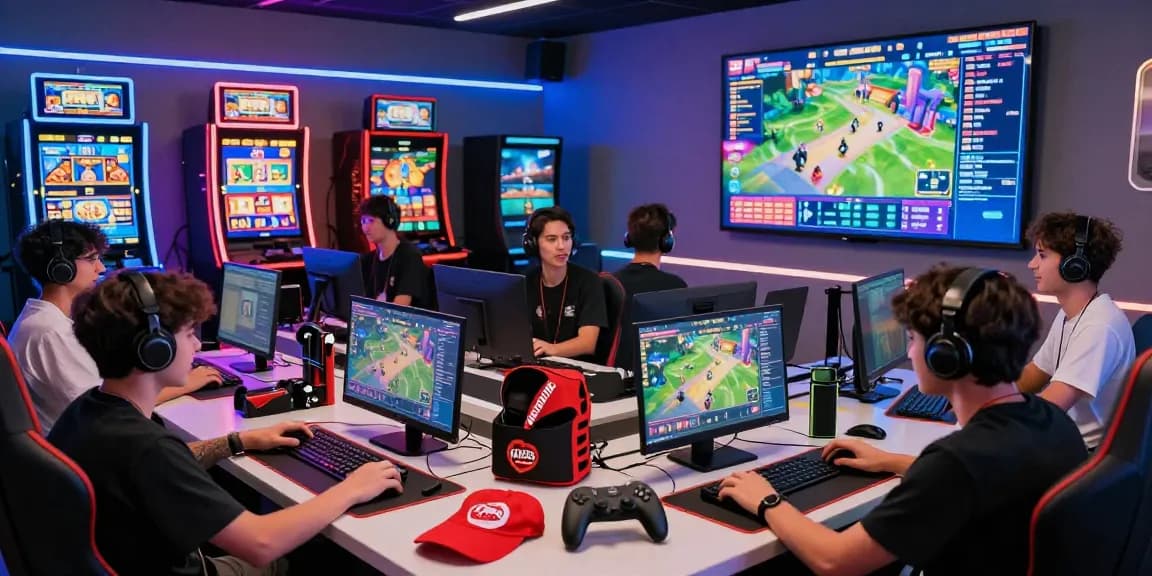 Exciting online gaming environment featuring players on oppa86 platform, showcasing colorful slot graphics and gaming accessories.
