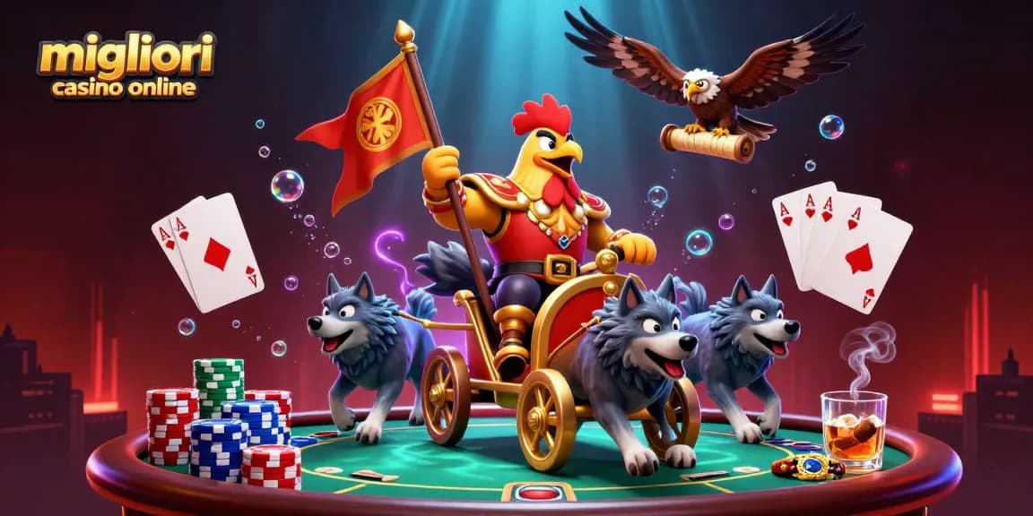 Scopri il meglio dei migliori casino online con questa vivace illustrazione 3D che presenta elementi di gioco emozionanti.
