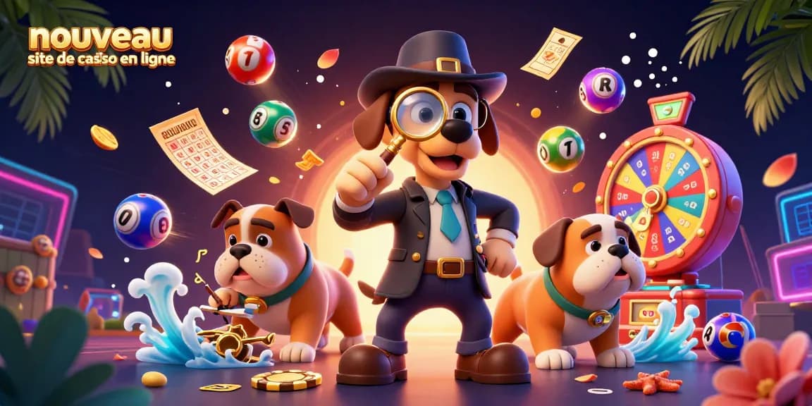 Plongez dans l'univers du nouveau site de casino en ligne avec un détective et son compagnon, découvrant des indices de jeu captivants.