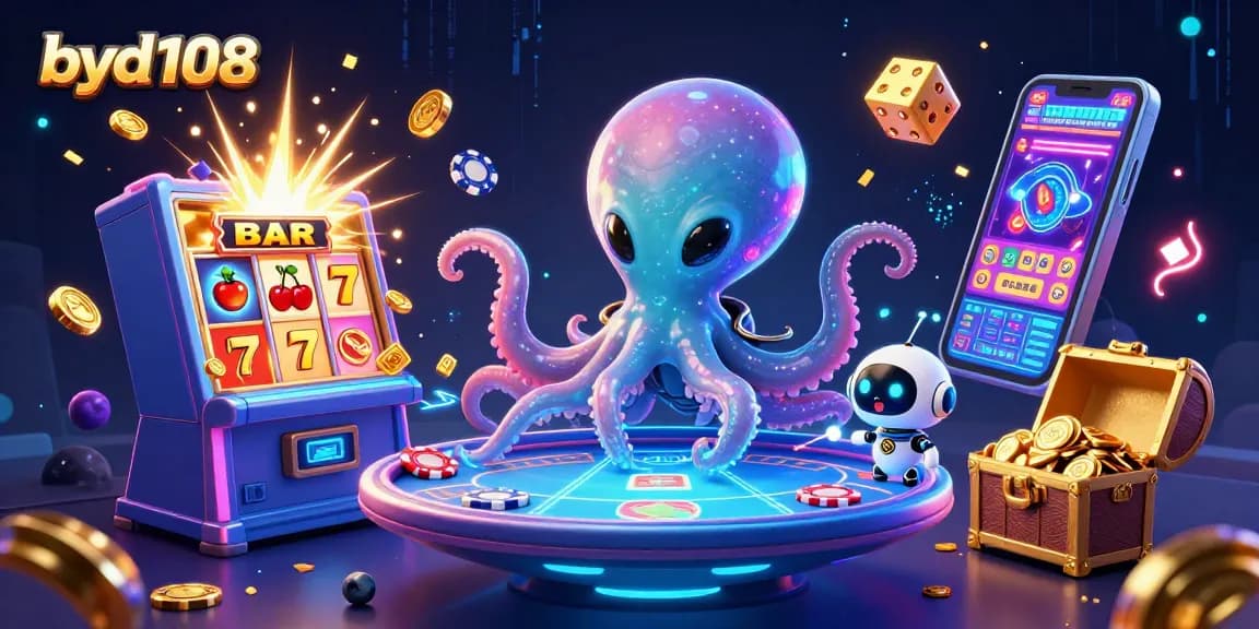 Menangkan permainan di byd108 dengan slot machine meriah dan alien lucu yang beraksi.
