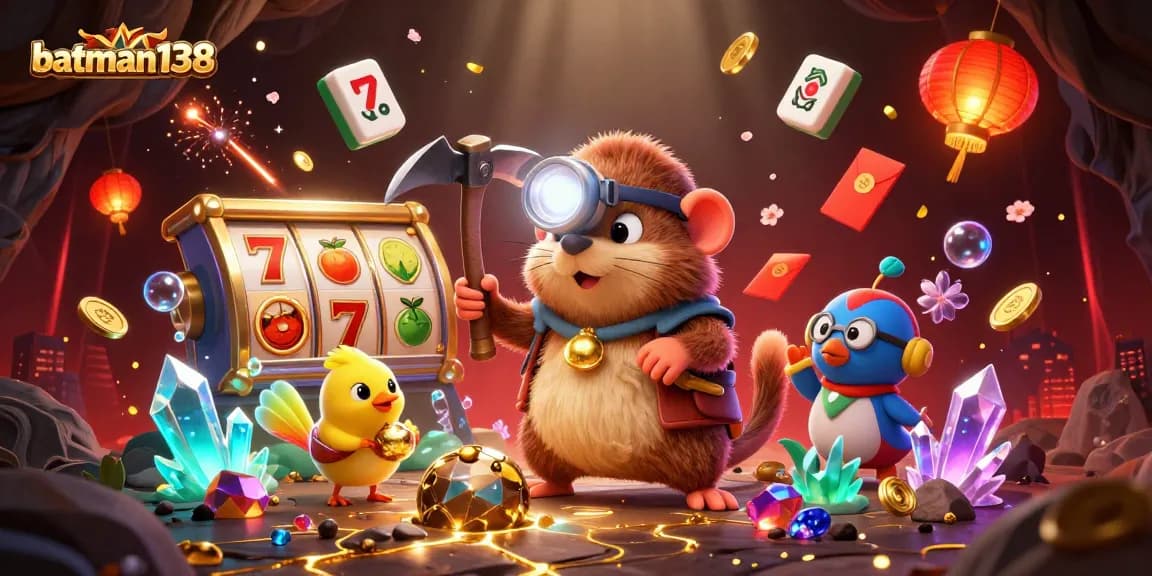 Experience the excitement of batman138 with the treasure hunter mole, spinning slot reels, and abundant treasure!