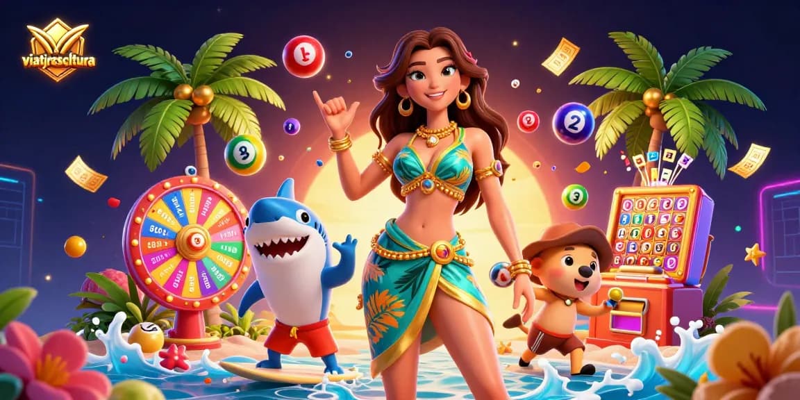 Engage in thrilling action with viatjarescultura's vibrant lottery-themed illustration featuring dynamic elements and exciting atmosphere.