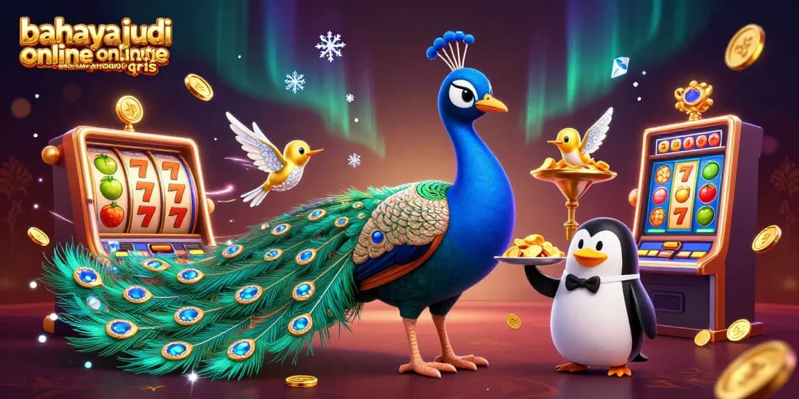 Experience the dangers of online gambling with QRIS payment methods in this vibrant 3D casino illustration.