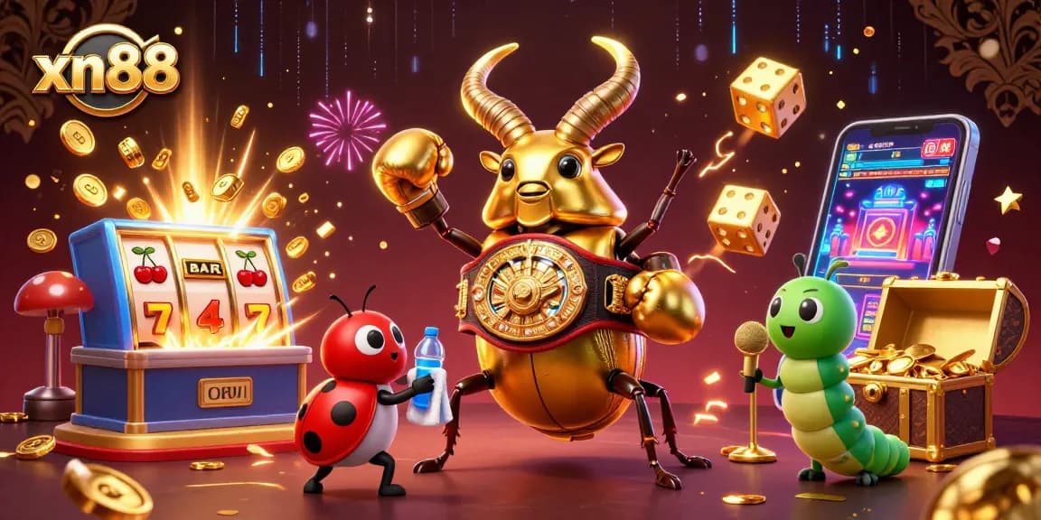 Engage with xn88’s thrilling gaming experience featuring glowing characters and dynamic casino elements.