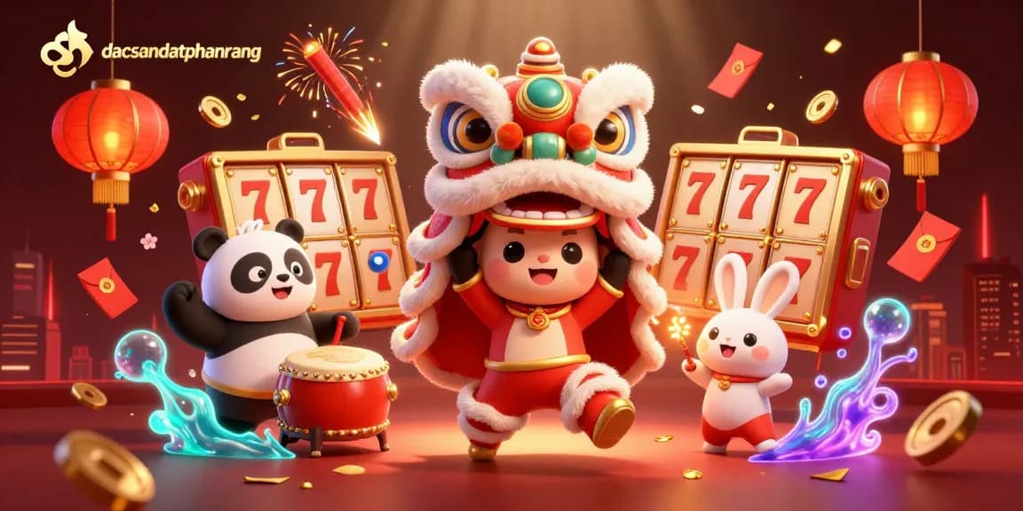 Join the excitement at dacsandatphanrang, where slot games meet festive celebrations in a lively 3D scene.