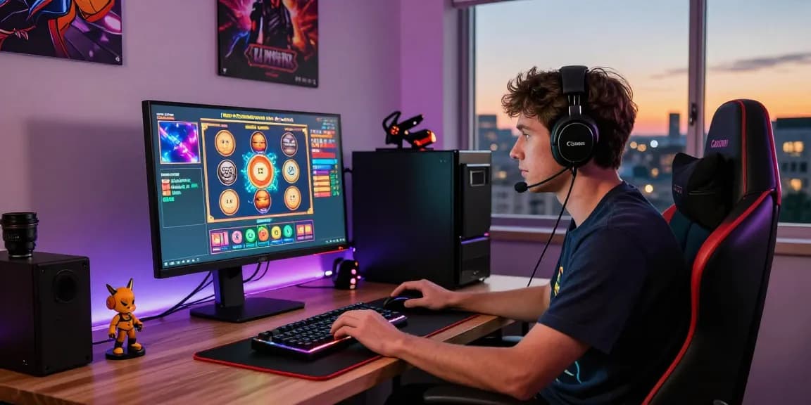 Exciting gaming setup with player engaged in raja328 slot game.