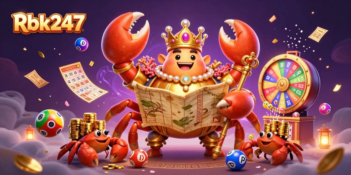 Experience exciting lottery draws with Rbk247 in a vibrant 3D casino setting.