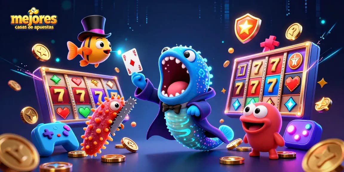 Descubre las mejores casas de apuestas mientras un pez borrón ilumina un espectáculo de trucos de cartas.