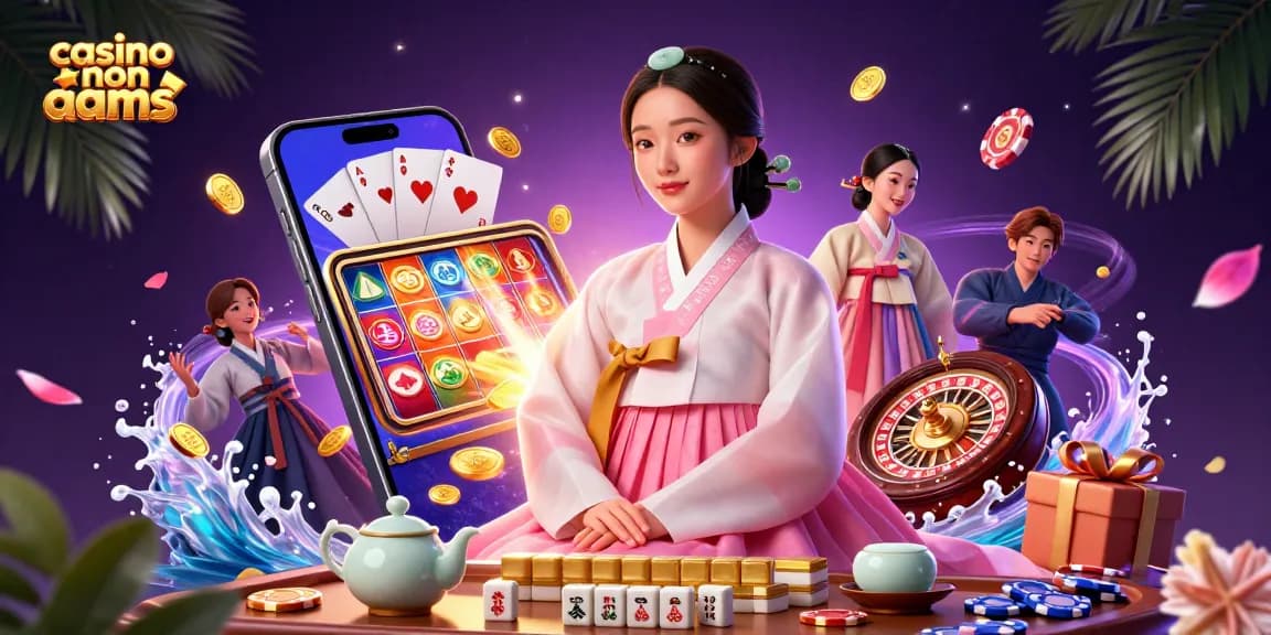 Scena coinvolgente con elementi di casinò non AAMS, che mostrano giochi di slot e un'elegante donna asiatica in abito tradizionale.