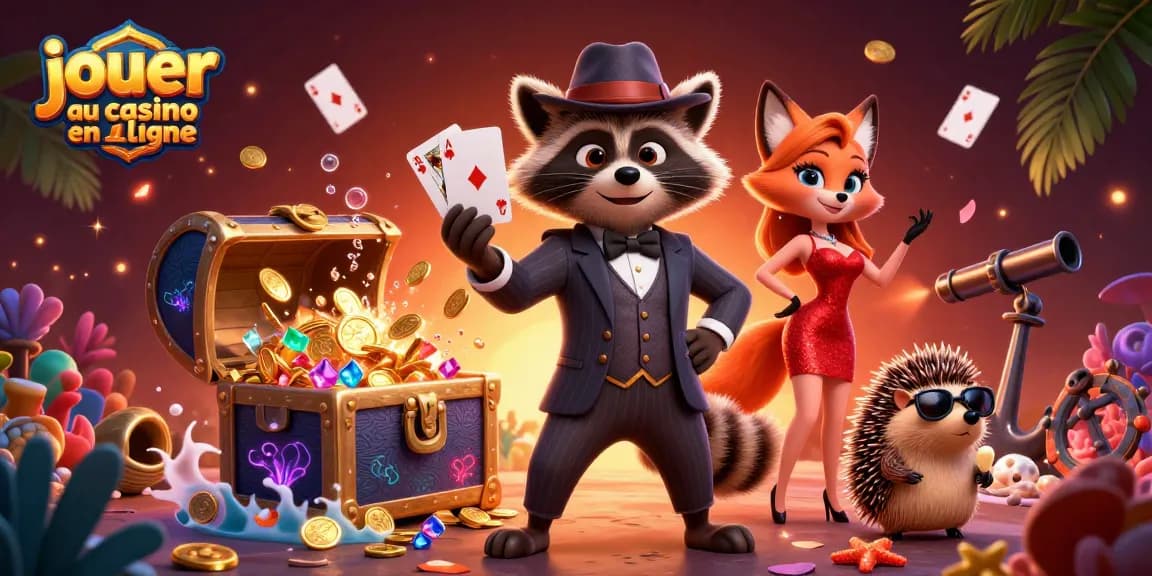 Jouer au casino en ligne avec un raton laveur élégant, une renarde charmante et un hérisson garde.