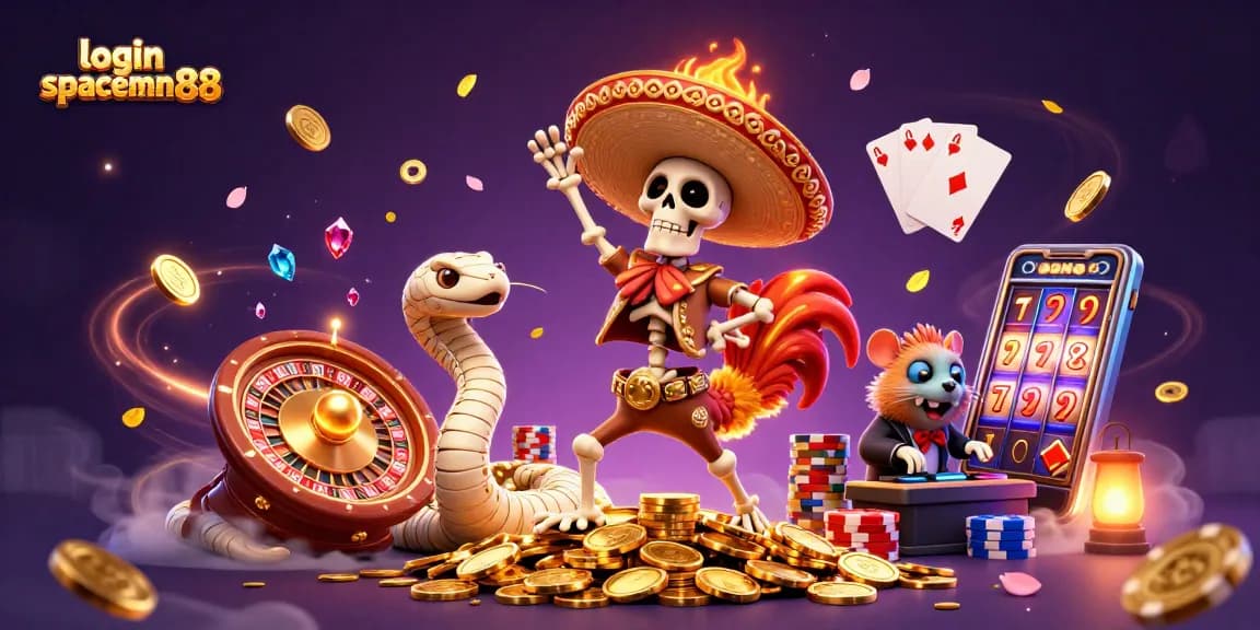Experience the thrill of login spaceman88 with a vibrant 3D casino scene featuring dynamic characters and sparkling game elements!