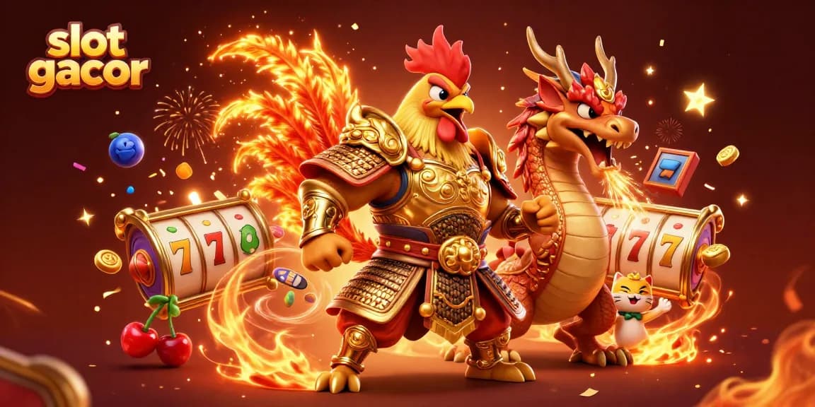 Engage in the excitement of slot gacor with our dynamic 3D illustration featuring powerful gaming characters and colorful game elements.