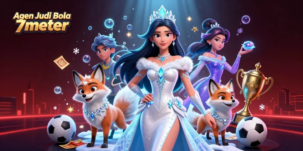 Agen Judi Bola 7meter showcases a dynamic sports betting scene with vibrant characters and engaging elements.