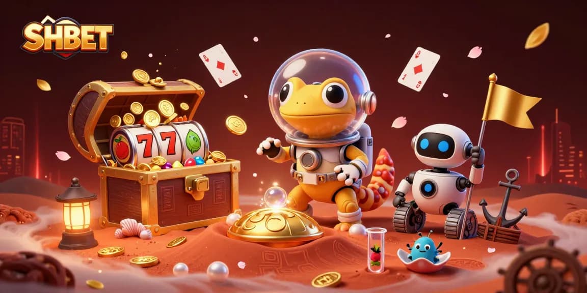 Experience the thrill of SH BET with a Martian gecko uncovering a treasure-filled golden casino.