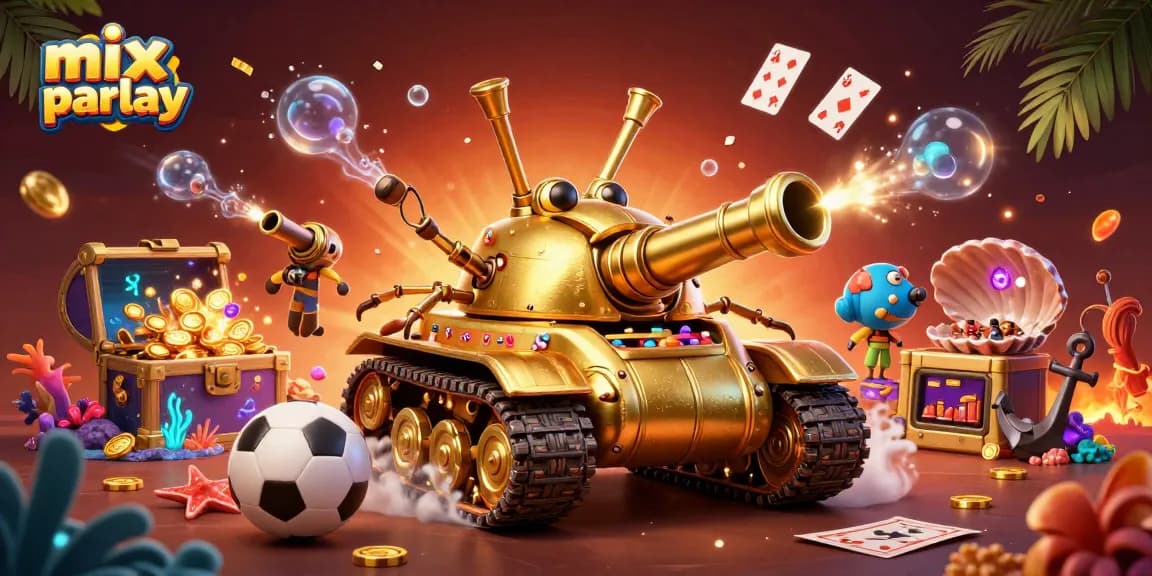 Engage with mix parlay through this vibrant illustration of a golden beetle tank casino adventure!