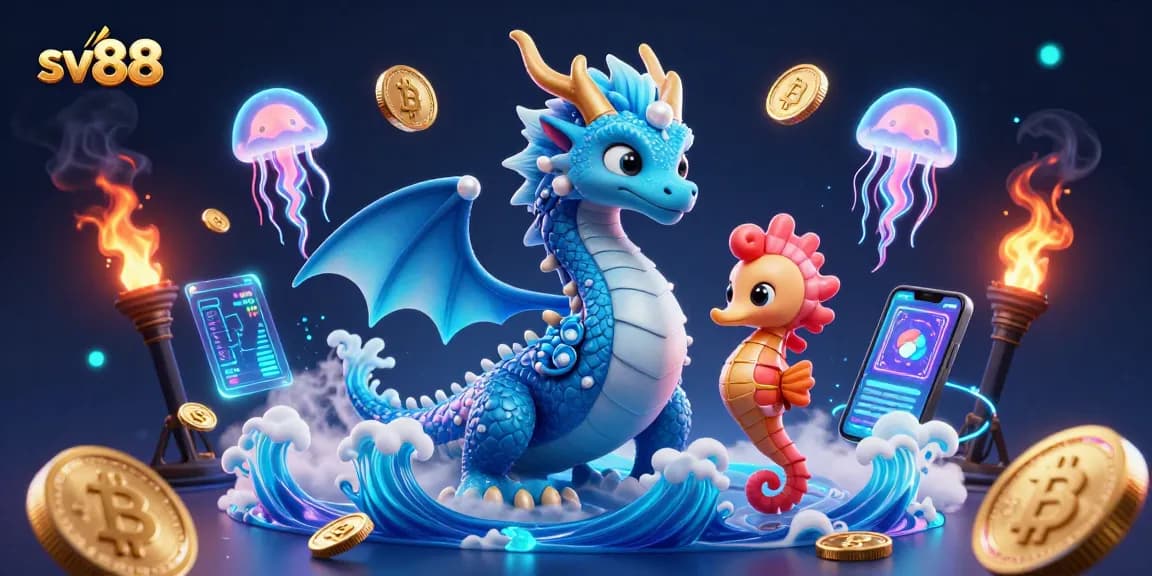 Betting on sv88 with a mesmerizing underwater scene featuring a dragon and coral knight.