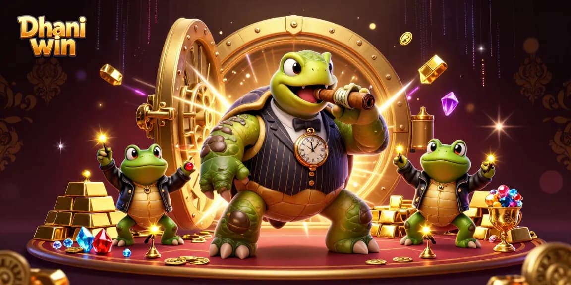 Experience the exciting Dhani win gaming environment with vibrant cartoon characters and dynamic casino elements.
