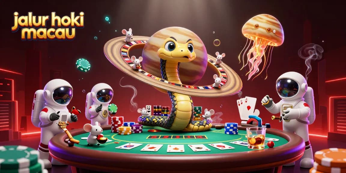Engage in thrilling cosmic bets with jalur hoki macau, featuring vibrant characters and poker action.