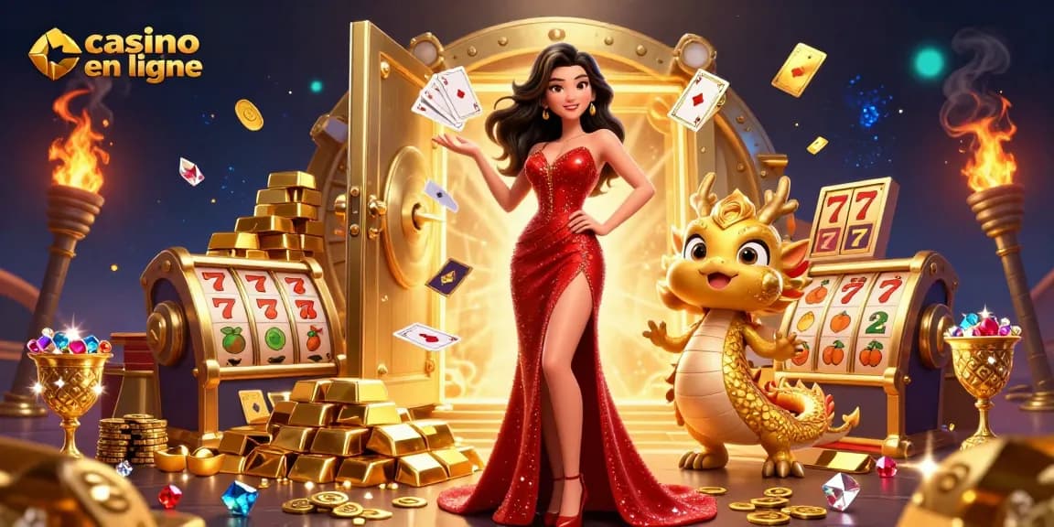 Engage with top casino en ligne action featuring slot symbols and shimmering treasures.