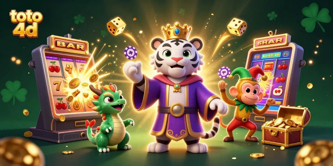 Experience thrilling toto 4d games with vibrant 3D characters, slot machines, and jackpot excitement.