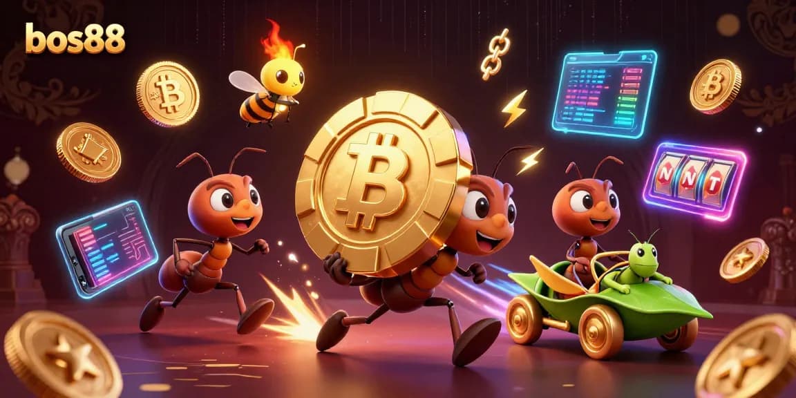Experience the dynamic world of bos88 through a thrilling heist scene with vibrant characters and casino elements.