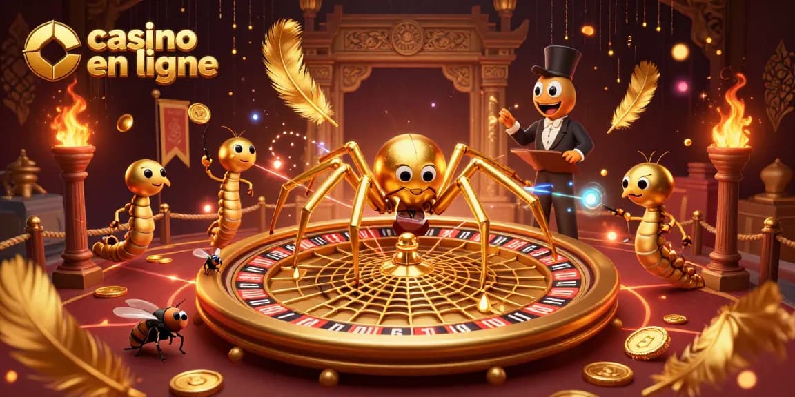 Jouez en ligne au casino en ligne avec une araignée dorée et une ambiance captivante.