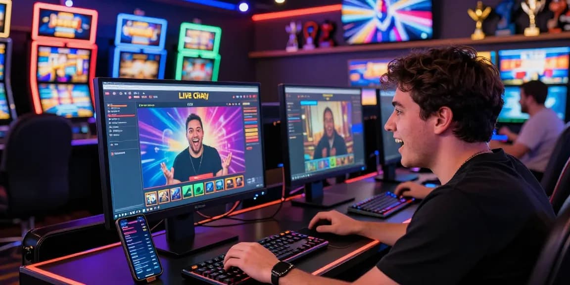 Lemacau Live Chat interface displayed on a monitor during an online gaming session, capturing the excitement of casino interactions.