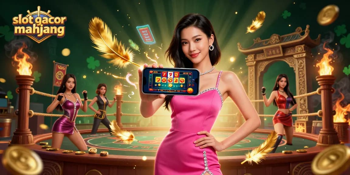 Experience thrilling gameplay with slot gacor mahjong through a dynamic gaming illustration showcasing high-action casino elements.