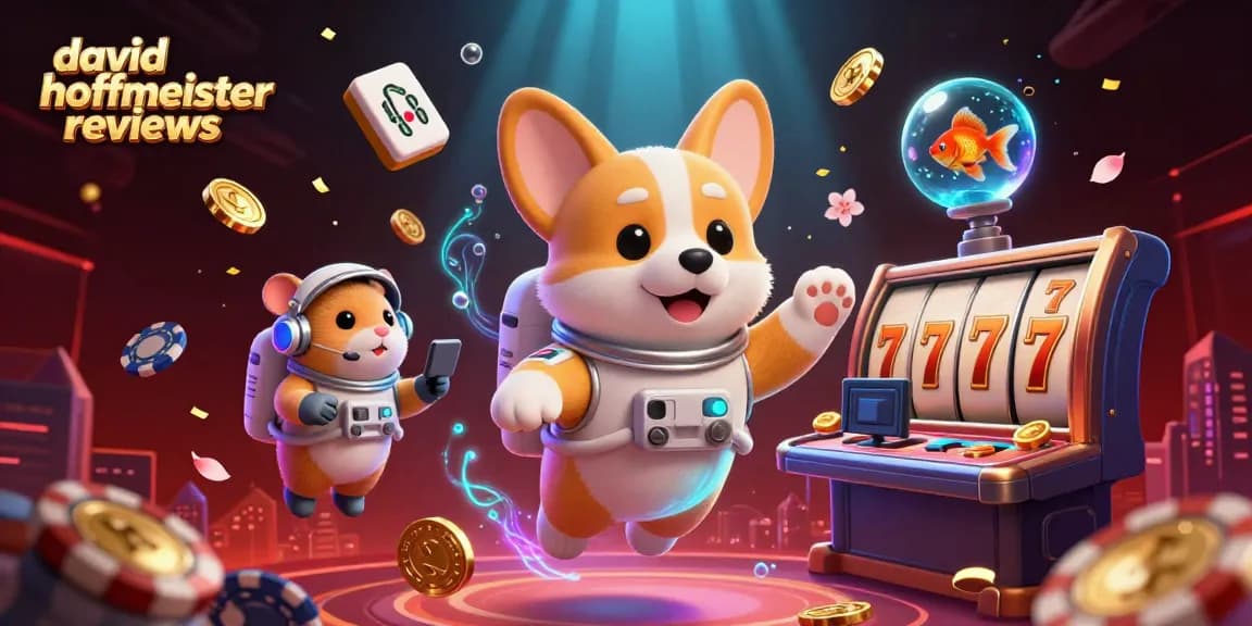Engage with david hoffmeister reviews in a vibrant casino scene featuring floating poker chips and gold coins.