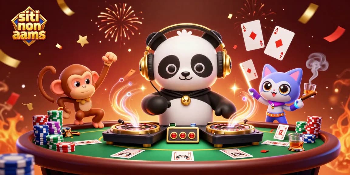 Divertiti con i siti non AAMS mentre il panda DJ anima la festa scommettendo con le chips e le carte.